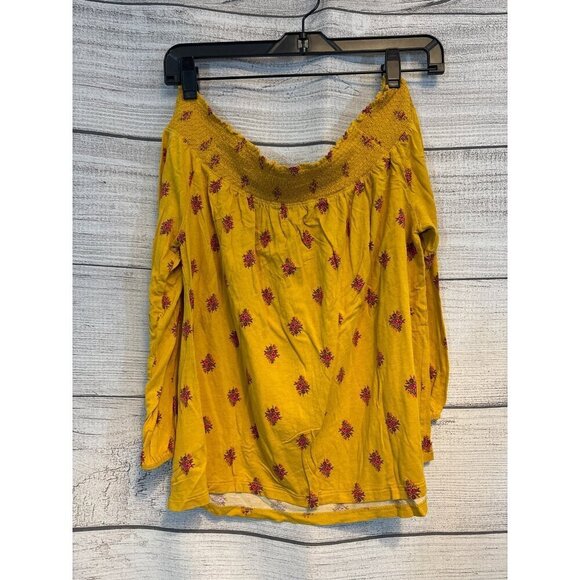 Old Navy Boho Floral Long Sleeve Off-Shoulder Top Size M - Picture 3 of 4